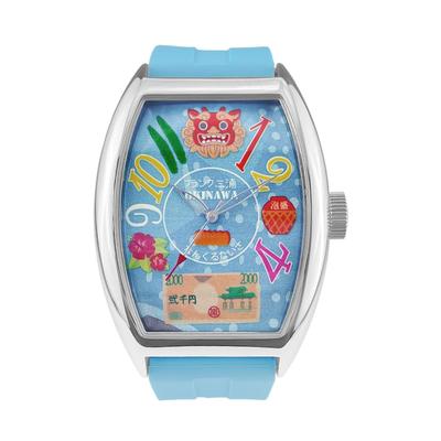 Frank Miura Herrenuhr, Lokales Shisa-Präfektur-Design, Blau und Hellblau (Okinawa)
