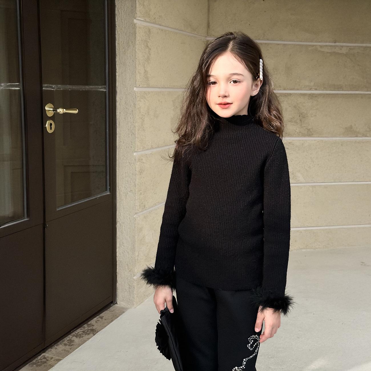 

Yuchen Girls Soft Knit Pullover: 2025 Winter Kids Warm Base Layer Top 110 чорний