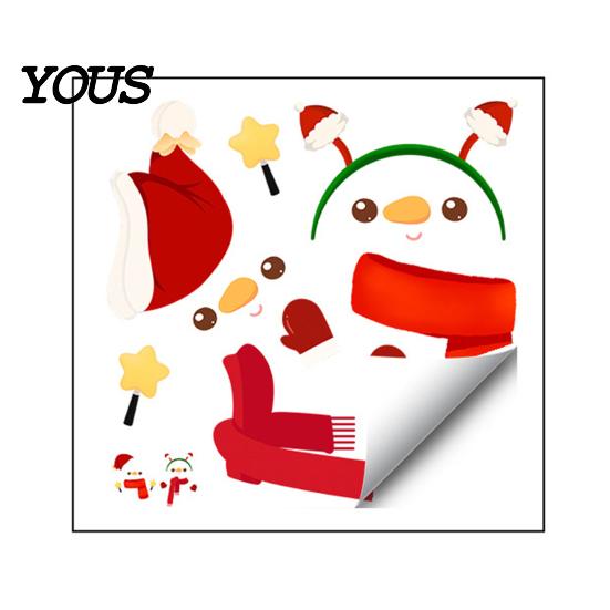 Indoor Outdoor Winter Ornaments Christmas Snowman Static Glass Stickers, Simple Window Clings, Waterproof PVC Clings Holiday Covering for Home