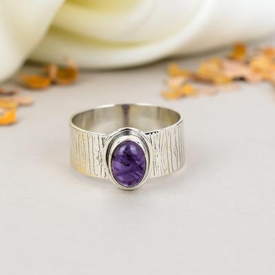 925 Sterling Silver Amethyst Designer Band Ring Women