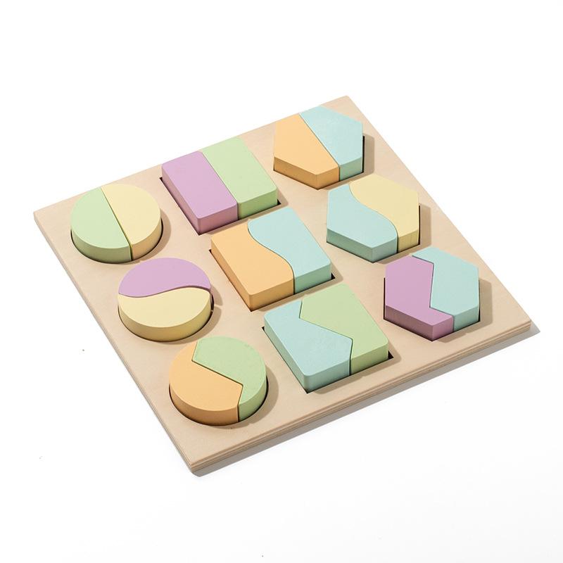 Toddlers Montessori Wooden Shape Puzzles Toys Matching Geometry Panel Sensory Sorting Learning Education Kindergarten Materials