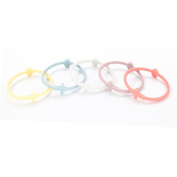 5pcs Candy Color Jesus Bracelets Set for Women Men Simple Colorful Silicone Cross Thin Bracelets Friendship Party Jewelry Gifts