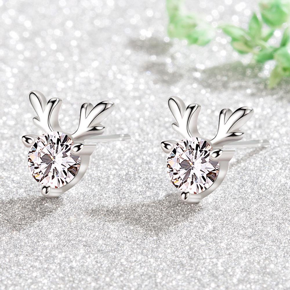 Sterling Silver S925 Zircon Six-Claw Earrings for Women