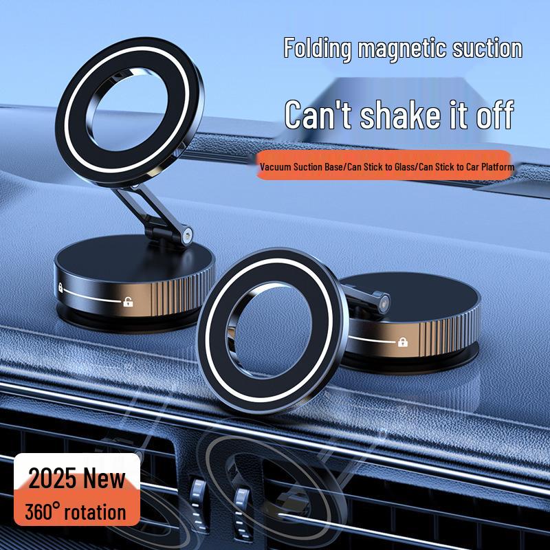 K11 Zinc Alloy Magnetic Car Phone Holder - Foldable Vacuum Suction Mount
