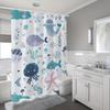 Cartoon Ocean Shower Curtain, Starfish Jellyfish Whale Fish Seaweed Bathroom Partition Curtain, Bathroom Bathtub Shower Curtain