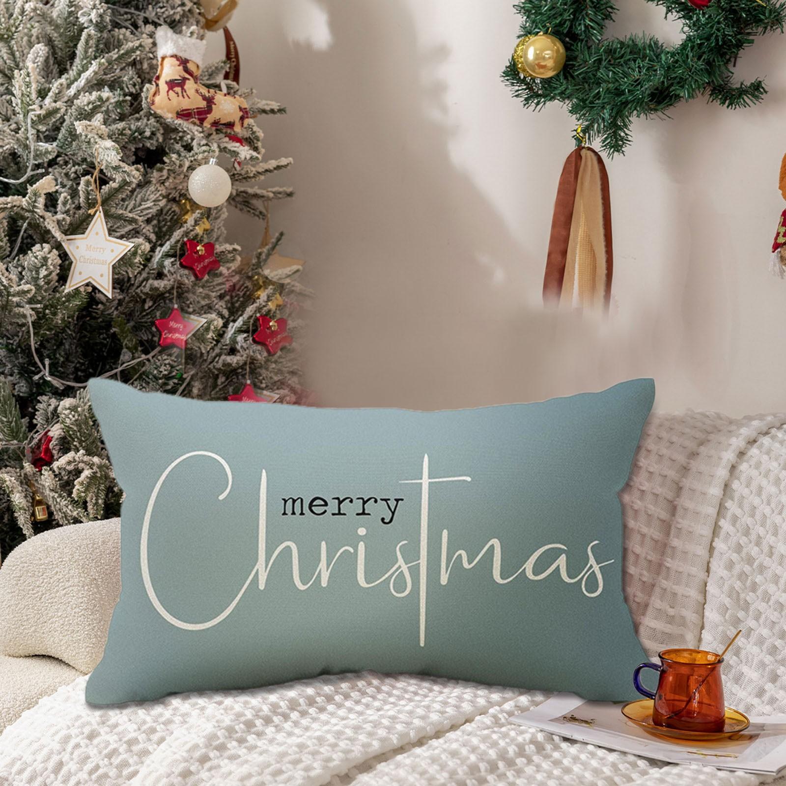 Christmas Pillow Covers Merry Christmas Throw Pillow Decorative Linen Pillow Cover Sofa Cover Decorative Pillowcases Cotton One Size
