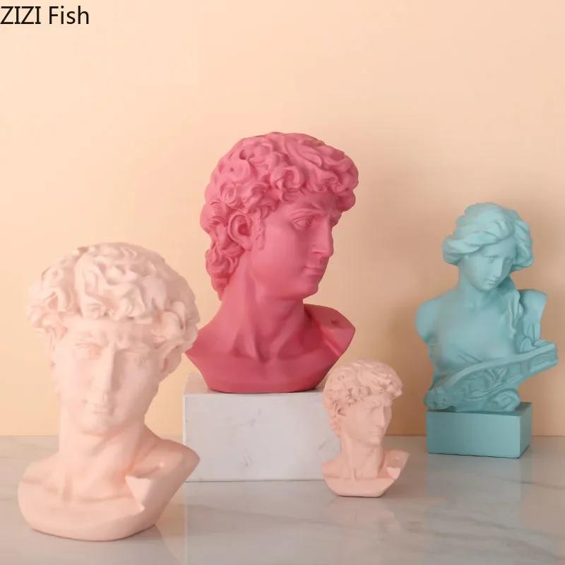 Resin Retro Home Decor David Portraits Bust Figurines Mini Gypsum Desk Decoration Crafts Sculpture Sketch Practice Gift
