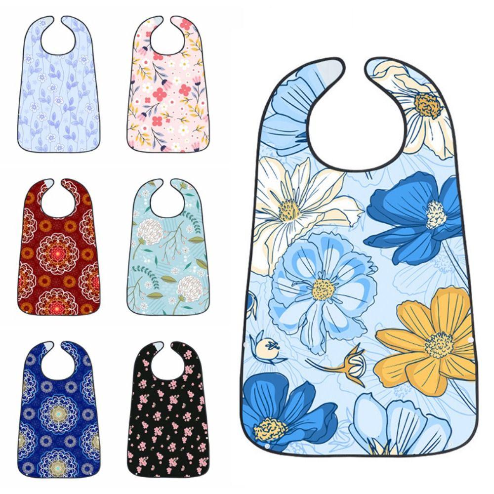 Reusable Adult Bibs Floral print Clothing Protector Multi-purpose Feeding Bibs Feeding Nursing