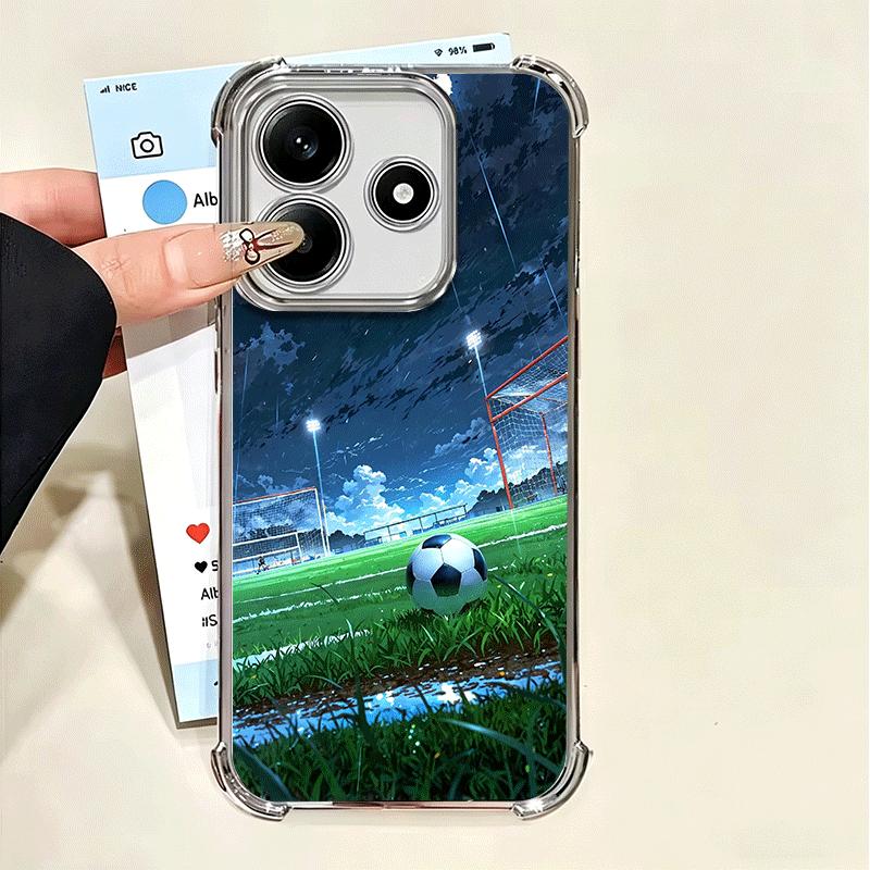 Football Soccer Ball Design Plating Phone Case For Xiaomi Poco X5 X6 X7 X8 Pro Max F8 Ultra F7 M8 M7 M5S Redmi 15C 15 14C 13C 13