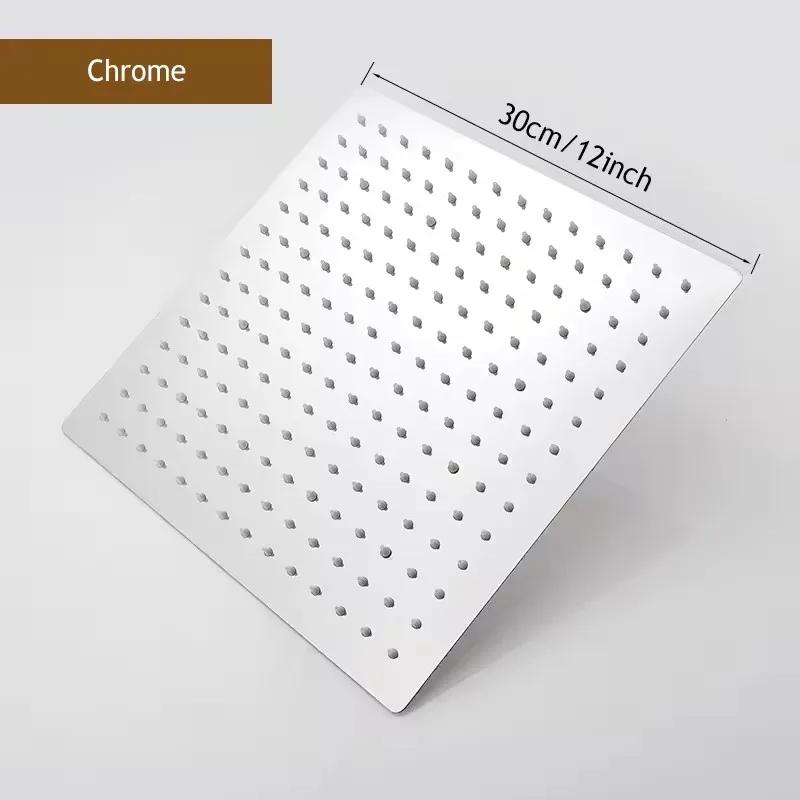 Ultra Thin 8/10/12 Inch Stainless Steel Rainfall Shower Head High Pressure Showerhead Black Golden Celing Mounted Shower Head