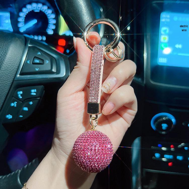 Elegant Handmade Diamond Keychain: Stylish Women's Car Accessory & Pendant