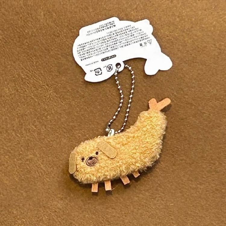 Plush Stuffed Keychain Funny Dolls Fried Shrimp Dog Pendant Keyring for Decor