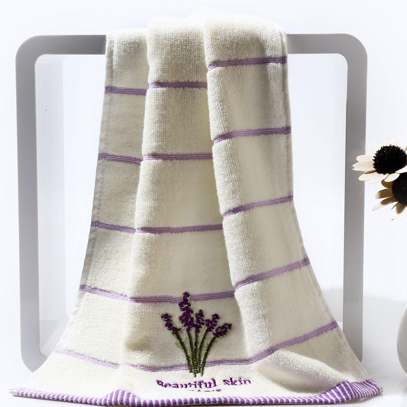 Toalla de baño suave, juego de toallas de lavanda bordadas de algodón, toalla facial de mano de algodón, juego de sábanas