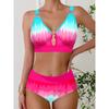 Bikini Set Women Striped Crop Tops Swim Shorts Split Swimsuit 2025 New 2pcs Swimming Beachwear Sexy Bikinis Sets Traje