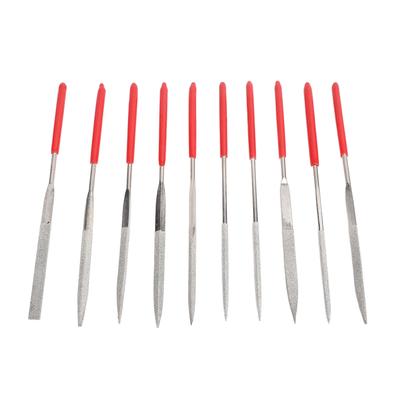 10pcs Metal Nail File Nail Tool Set Red Rubber Sleeve Multipurpose Small Metal File Set for Home