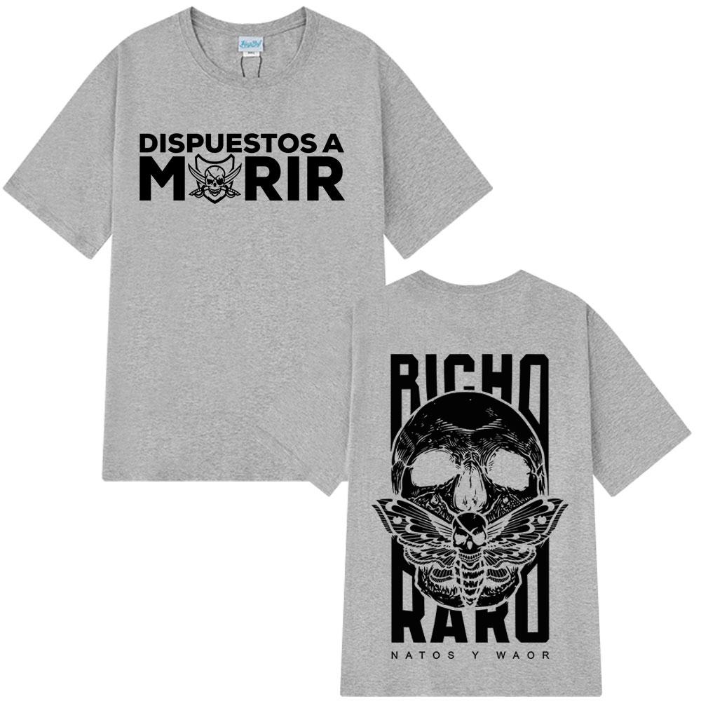 2025 Summer Rapper NATOS WAOR Bicho Raro Negra Skeleton Gothic Hiphop Men Women 100 Pure Cotton Printed Leisure Tshirt Y2k