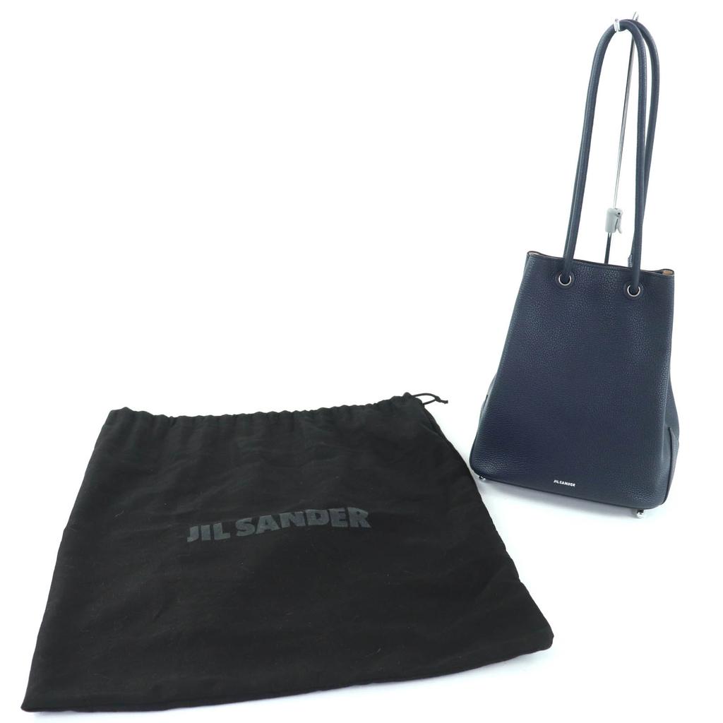 Ausgezeichnete JIL SANDER Handtasche J-SHOPPER Dunkelblaues Leder Damen Gebraucht