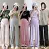 11 #maternity straight-leg pants elastic and non-fading summer loose casual and thin outer wear vertical strip ice silk wide-leg pants