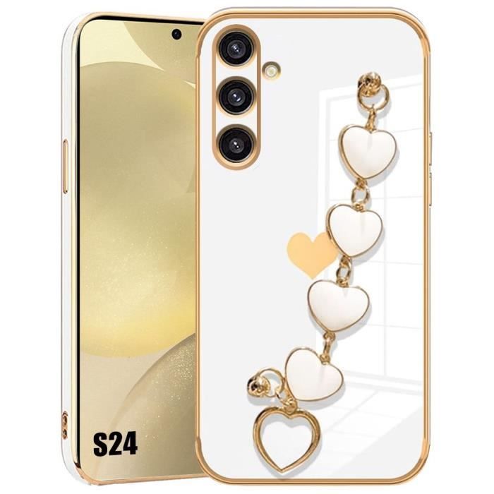 Case - BOOLING - for Samsung Galaxy S24 - Shockproof - Anti-Scratch - White Heart Pattern