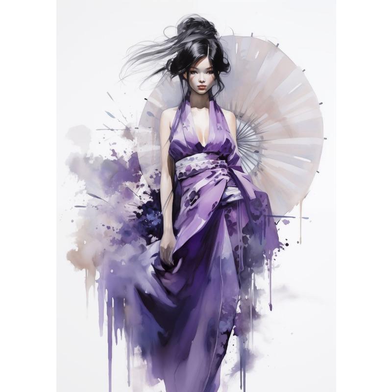 Gorgeous Clothing Japanese Geishas Oriental Women Canvas Painting Wall Art Solemn Posters and Prints Living Room Home Decoration