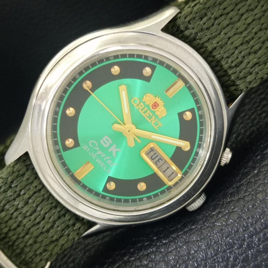 

ORIENT SK CRYSTAL AUTOMATIC 46943 JAPAN MENS VINTAGE GREEN DIAL WATCH a703416-1 R213c-a703416