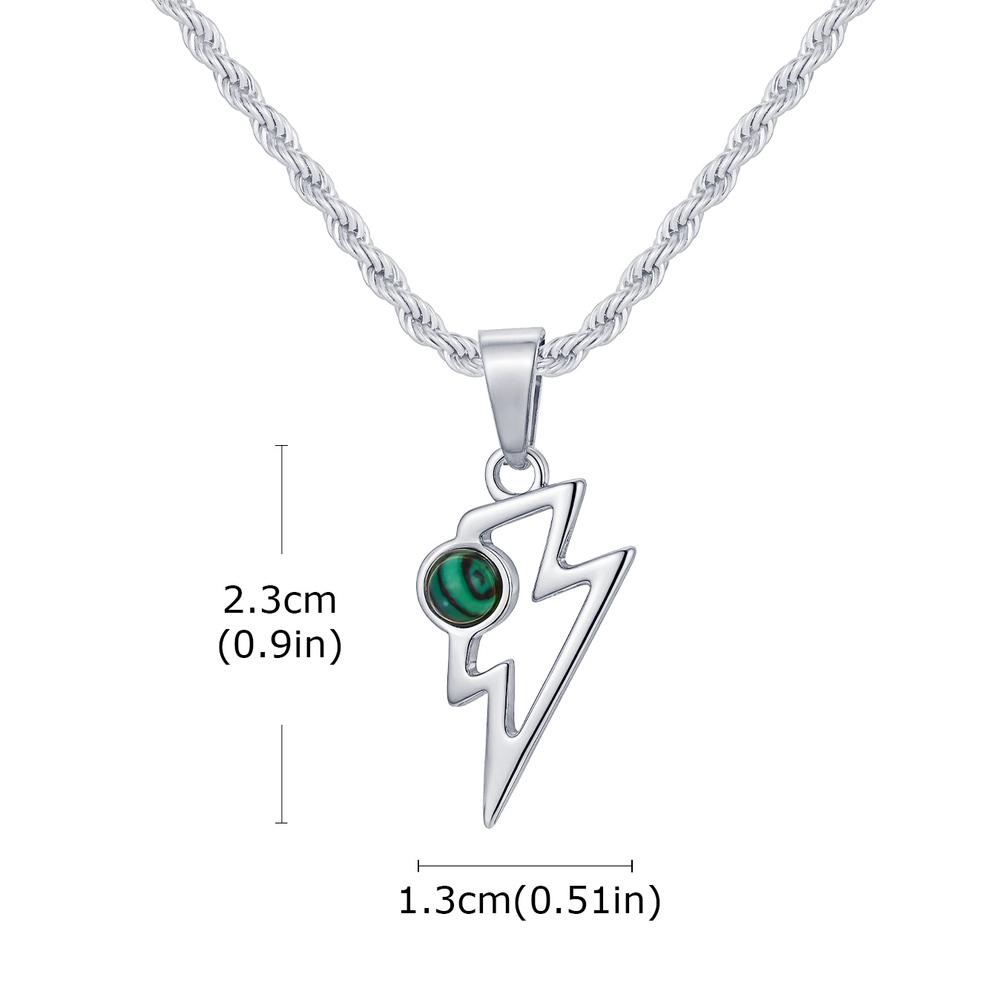

Vnox Stainless Steel Lightning Pendant Necklace with Natural Stone 13x23mm for Men Women Punk Rock Jewelry Gifts Birthday Casual 75cm
