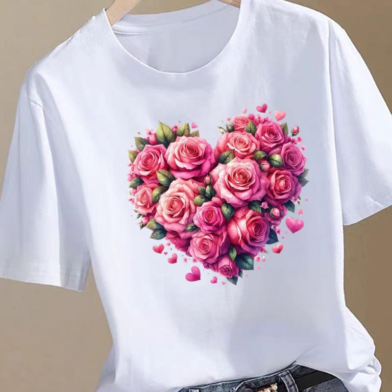(Asian Size) Trend 90s Lovely Women Fashion Print Female Clothing T Shirt Tee Top Woman Short Sleeve Graphic T-shirts