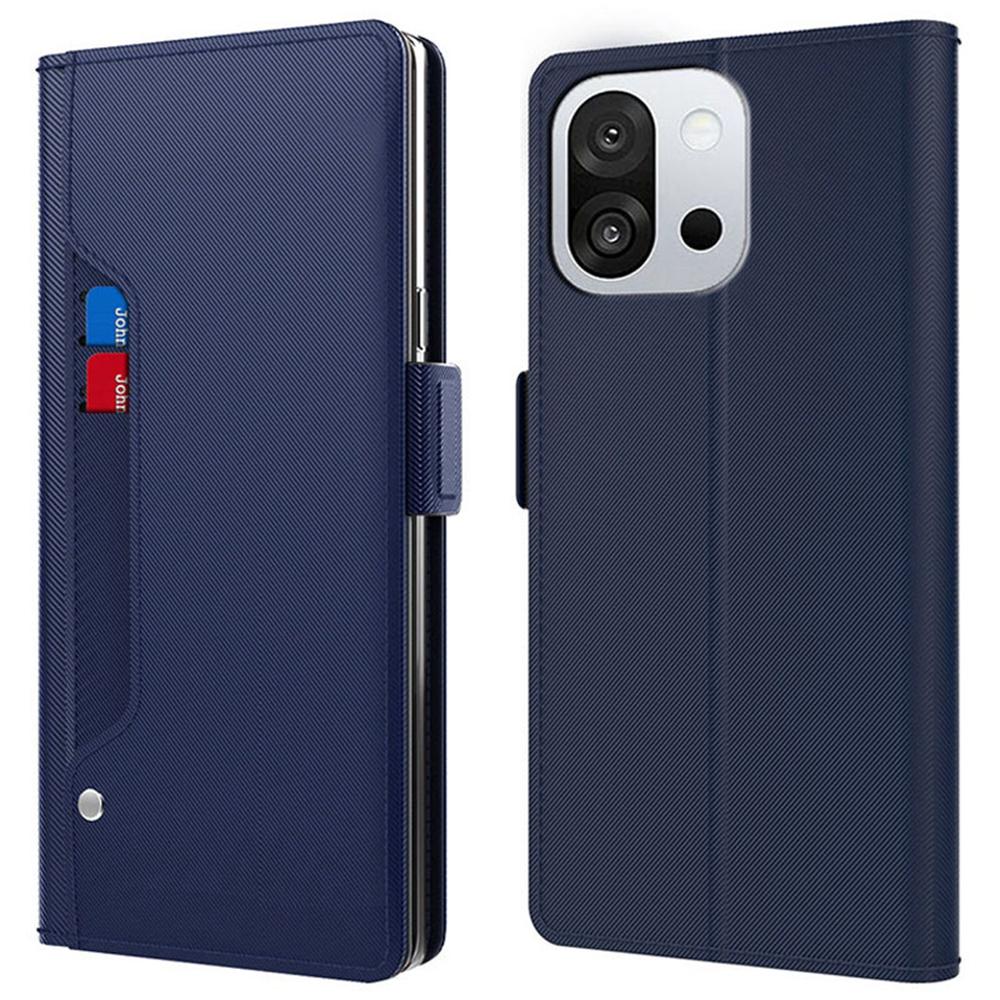 

For OnePlus 13T 5G Case Stand PU Leather Phone Cover Card Holder Mirror Blue