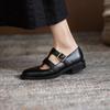 Fashion NEW Spring/Autumn Women Pumps Genuine Leather Shoes for Women Round Toe Low Heel Shoes Buckle Strap Shallow Mary Janes Shoes