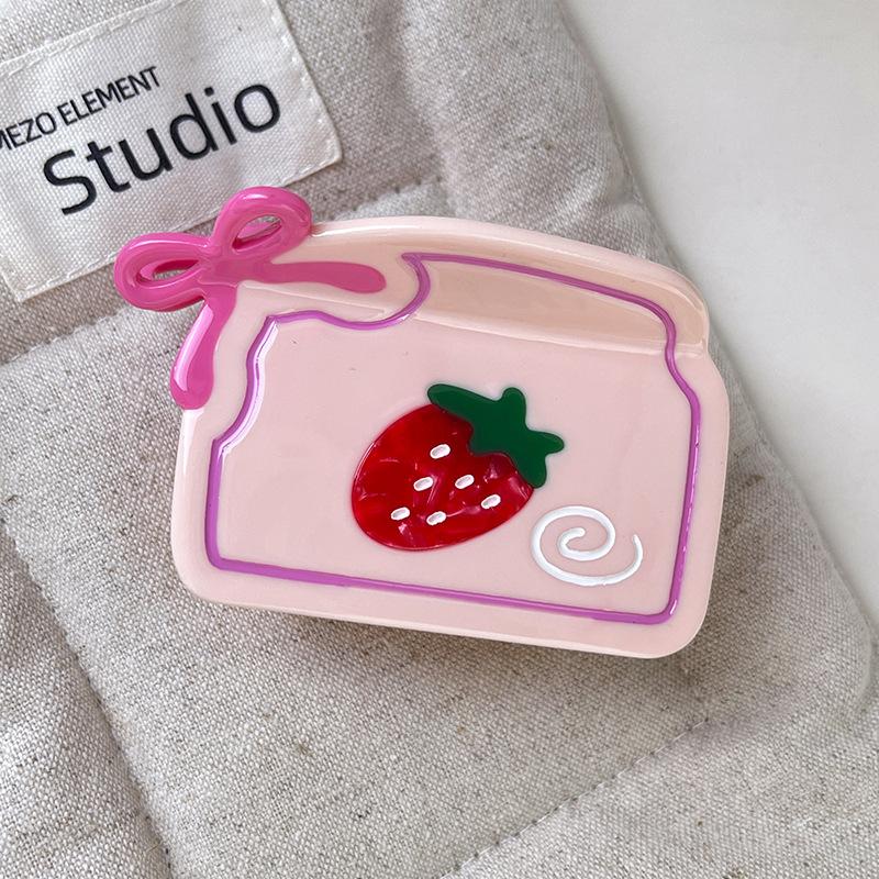 

1pc Girl s Pink Strawberry Acetate Hair Clip, Cute and Sweet Shark Clip Ponytail Claw Hairpin Women s Updo Hair Accessories