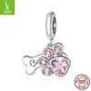 S925 Sterling Silver Cute Pet Paw Print Beads Collection Picture, Trendy Fashion Animal Diy Jewelry Accessories