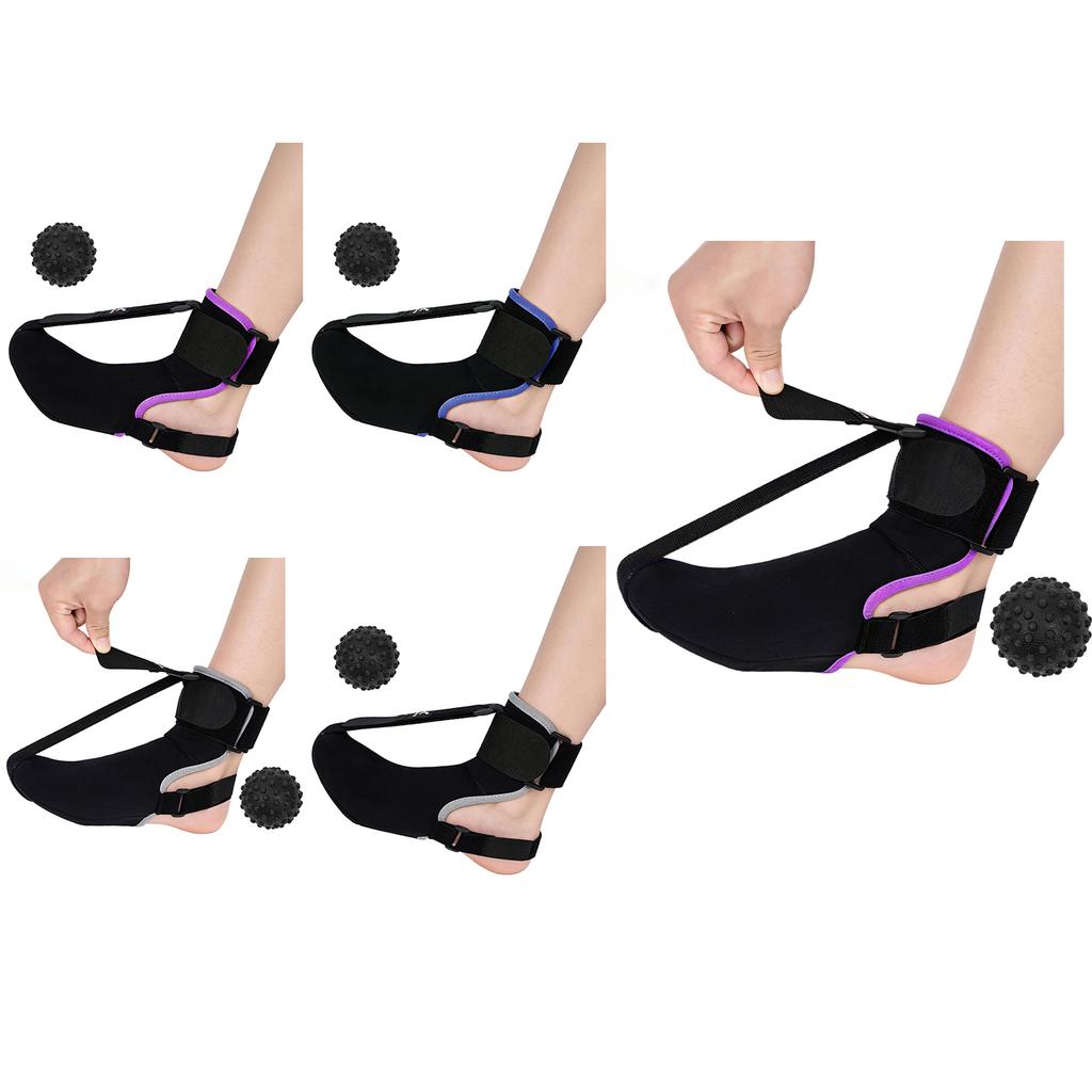Men Women Plantar Fasciitis Night Splint Adjustable Hook-and-loop Support Sock with Massage Ball for Pain Relief Tension Alleviation