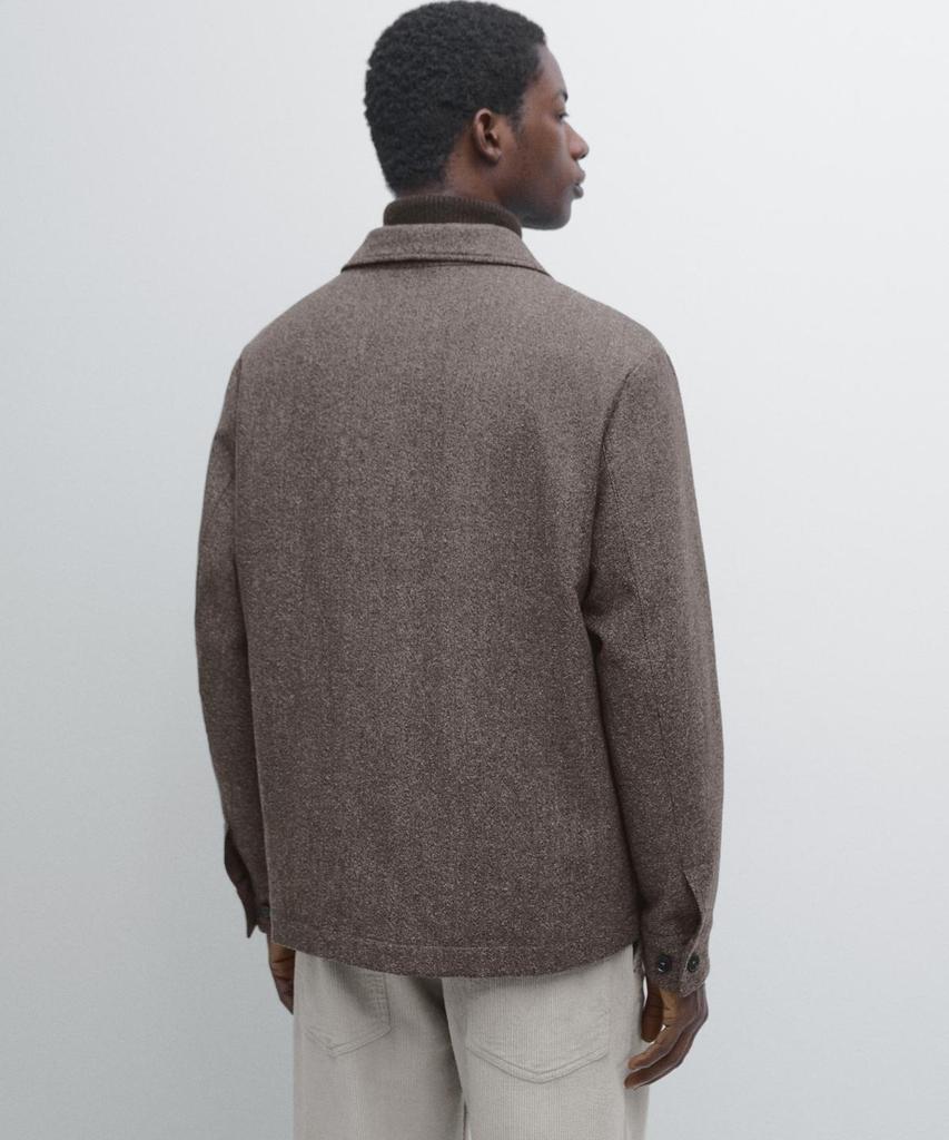 Massimo Dutti Herringbone Wool Blend Cardigan