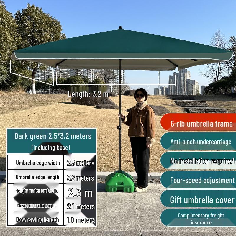 Large Outdoor Commercial Parasol - Thickened Square Patio Umbrella Tent