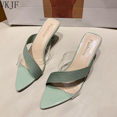 Zomer Dames Geel Groen Beige Pumps Sandalen Voor Dames Sexy Muiltjes Hoge Hakken Instapslippers Slides Schoenen Nieuw 2024