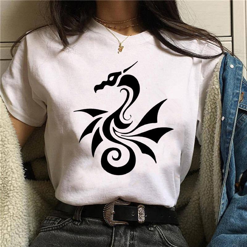 Harajuku Chinese Dragon Print Popular Fashion Trend Largesized Thin Unisexs and Womens Same Shortsleeved Tshirt Graphic