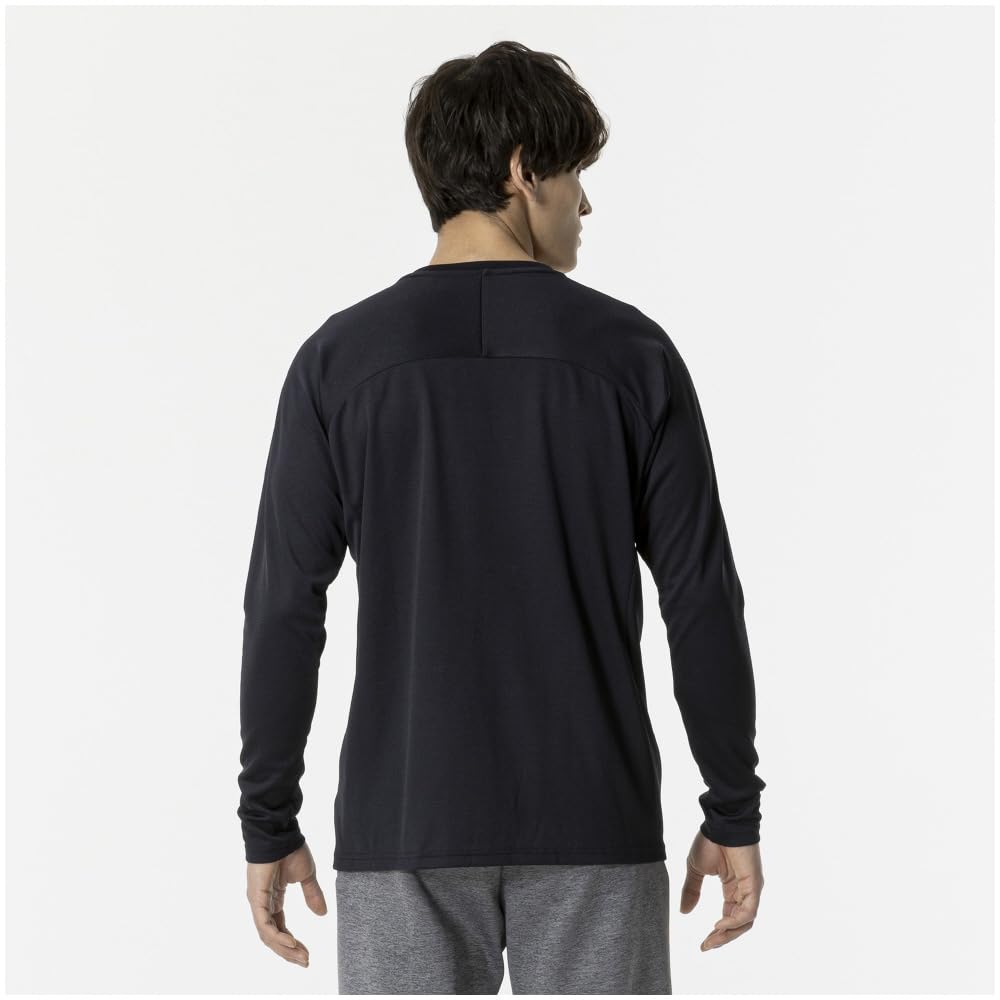 Mizuno Breath Thermo Training Long Sleeve and 32MAB543 Wear, T-Shirt, Moisture-Wicking Heat-Generating, Men's, Black,