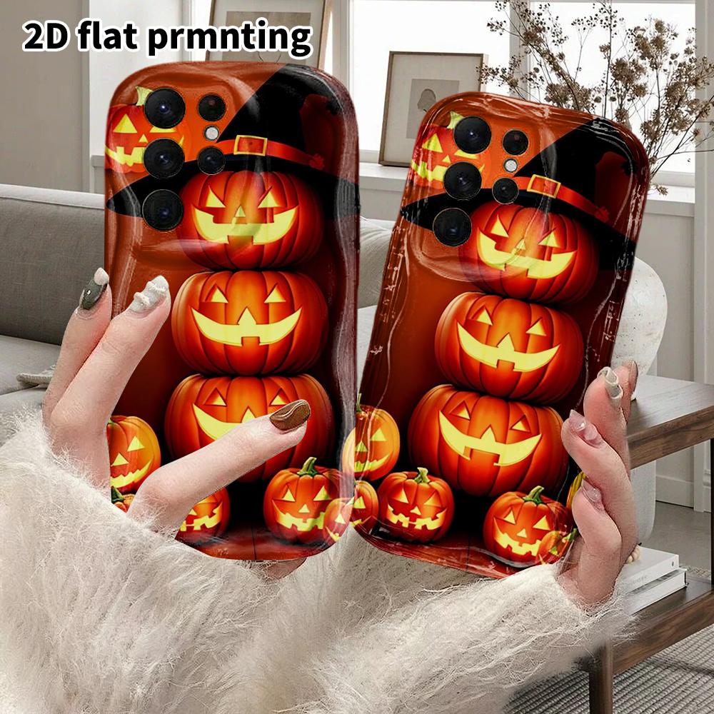 Phone Case: 2D Flat Samsung Galaxy A34 A35 M05 M06 S20 S22 S21 FE Plus 5G Protective Case, Couples Style, Warm Orange Tone, Christmas and Halloween Gi