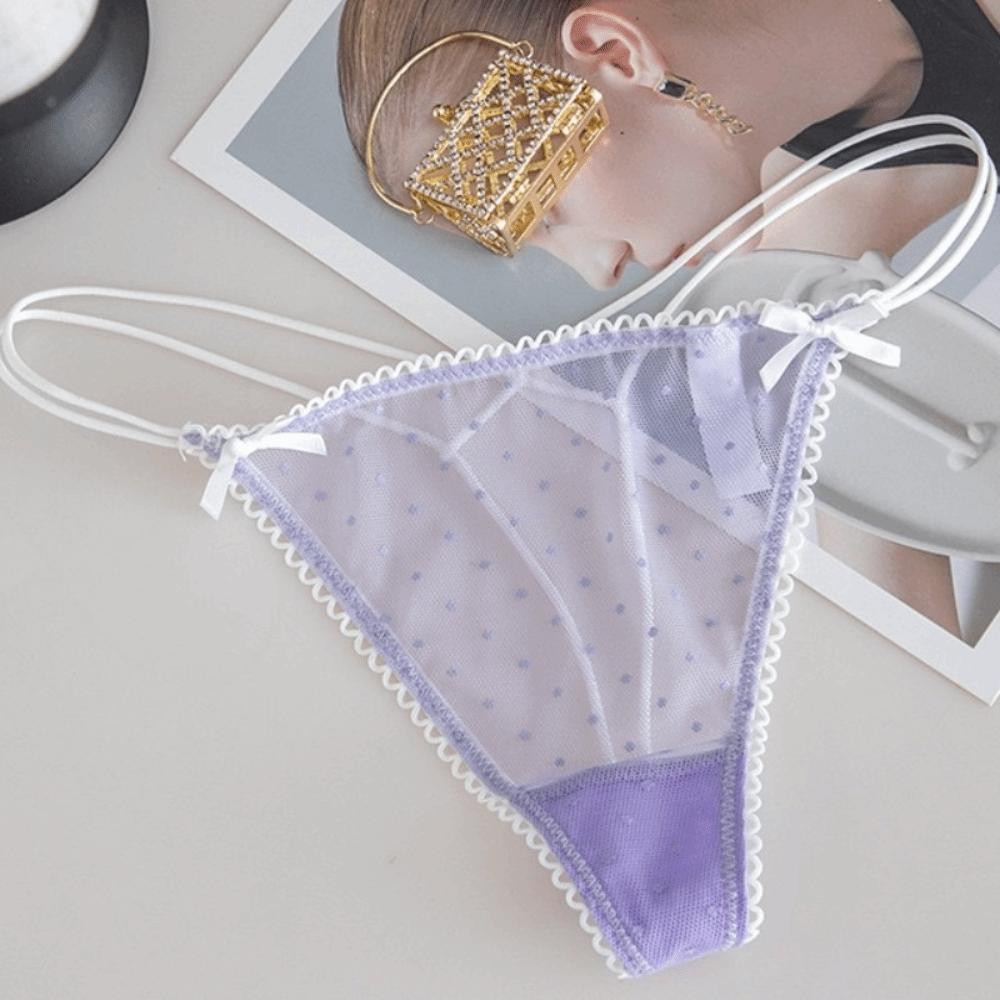 Thin Belt Underwear for Women Low Waist Mesh Seamless Panties Sweet Transparent Thong Girl