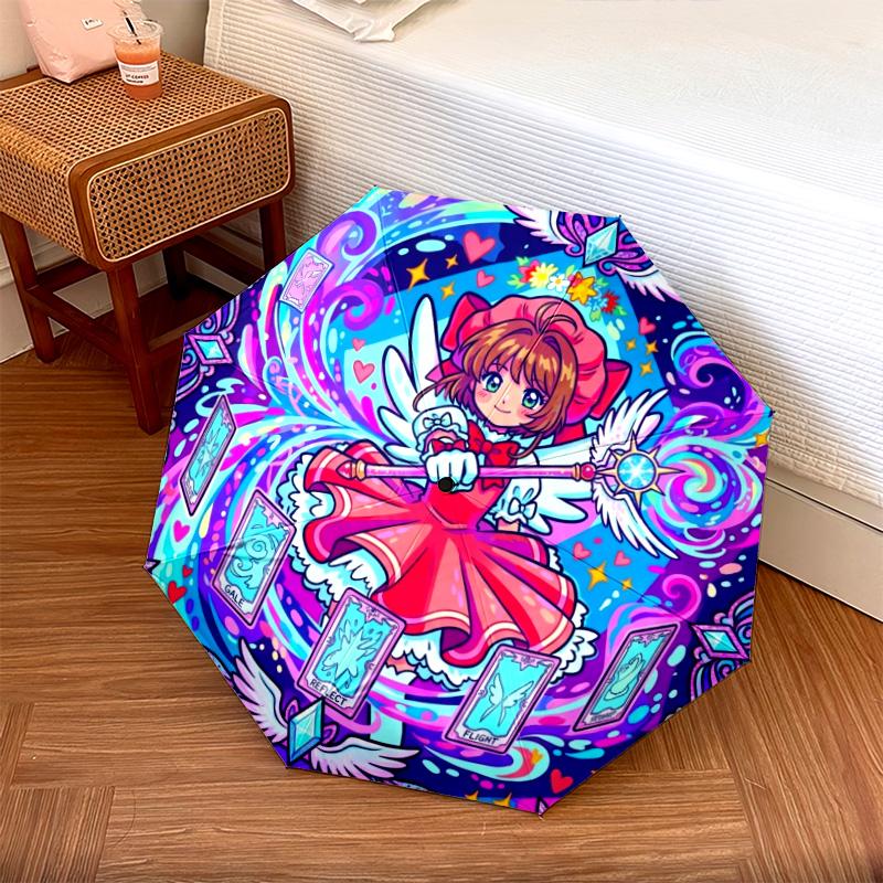 

1 шт. Автоматический складной зонт с рисунком Cardcaptor Sakura, 8 спиц, портативный, складной, для путешествий, Рождественский, День рождения, Подарок разноцветный