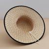 New Trendy Elegant European American Style Straw Hat Wide Brim Sun Hat Woven Edges Flat Top Women Seaside Vacation Party Sun Cap