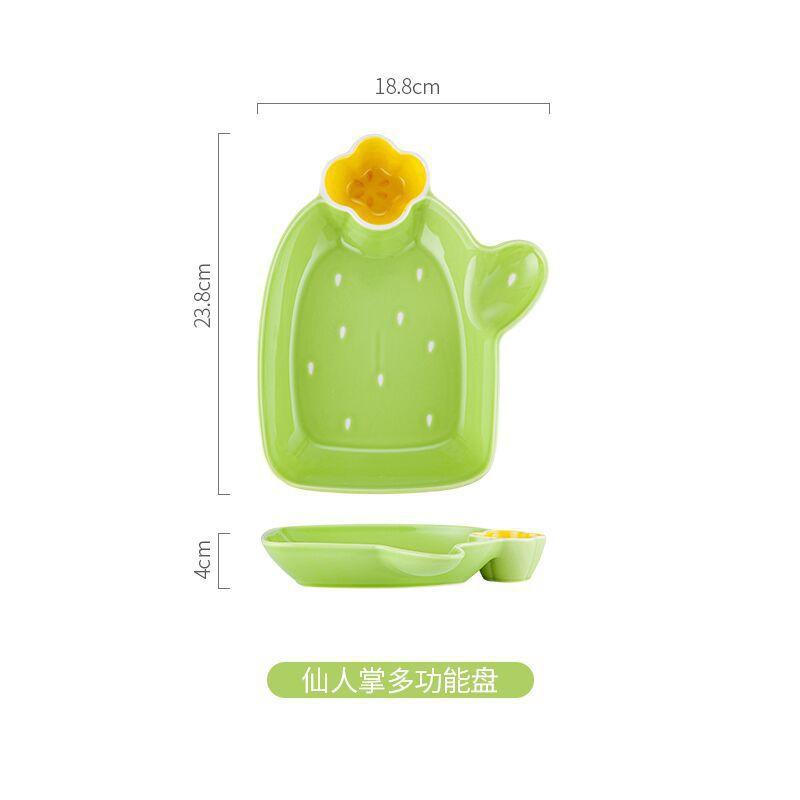 

Creative Kids Dumpling Plate with Sauce Dish Cute Underglaze Color Divided Dinnerware for Home Use