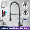 Polished Stainless Steel Black Single Handle Kitchen Basin Faucet 360 Rotating Cold and Hot Water Mixer Tap Deck Mounted