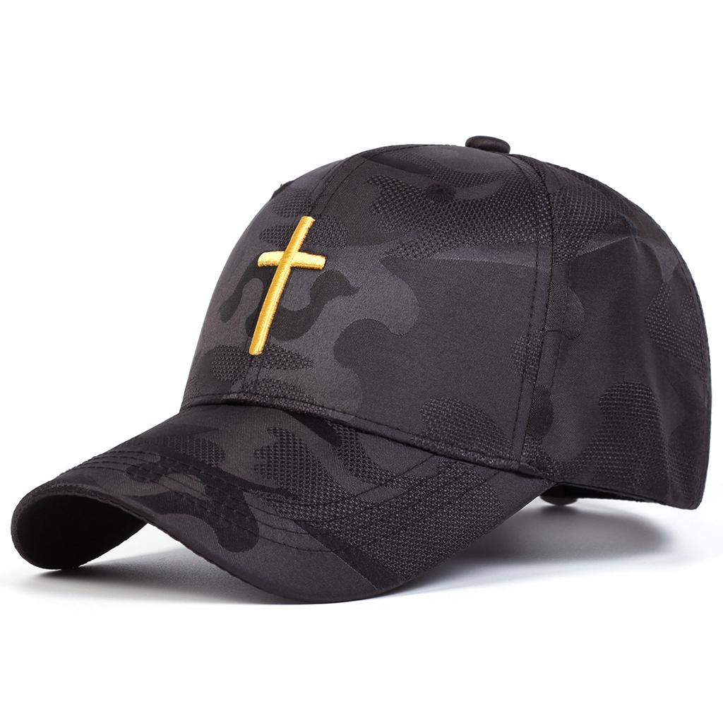 Unisex Cross Embroidery Camouflage Baseball Caps Spring Autumn Outdoor Adjustable Casual Hats Sunscreen Hat