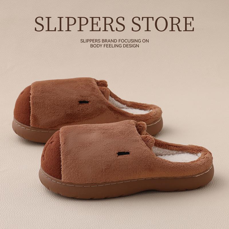 Cartoon cotton slippers winter new baotou indoor cute kapibara home couple cotton mop