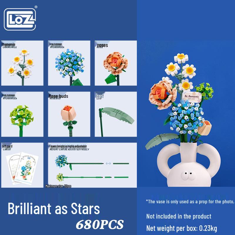 LOZ DIY Building Blocks Flower Bouquet - Tulip & Rose: Ideal Birthday Gift or Home Decor.