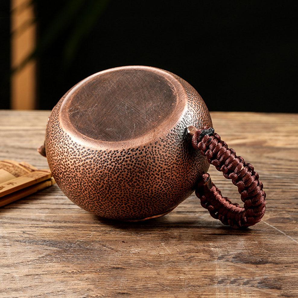 Pure copper small teapot, Hand hammered red copper tea kettle, Health boiling tea pot, Kung Fu tea set for home