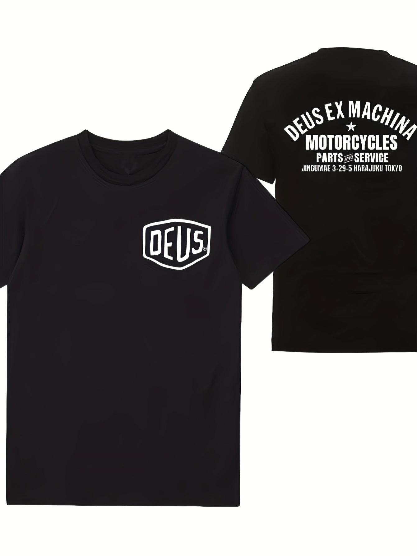 

EX MACHINA Logo T-Shirt with Motorcycle Back Print - Vult Slogan Collectible Streetwear Tee for & M