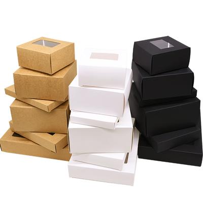 6Pcs Kraft Paper Cookie Candy Box PVC Window para Casamento Natal Caixas de Presente Embalagem Decoração Festa de Aniversário Suprimentos