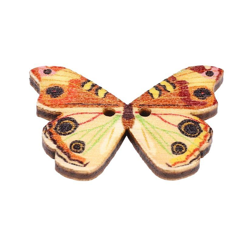 A84E-150Pcs 2 Holes Mixed Butterfly Wooden Button Sewing Scrapbooking DIY Craft